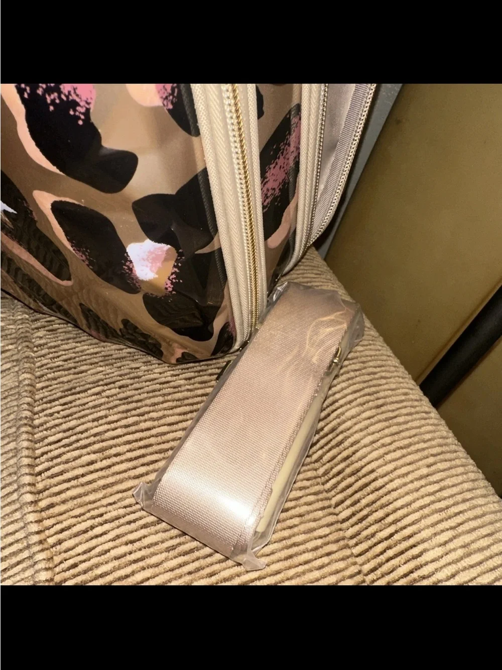 Leopard Print Cosmetic Case with Pink and Tan Accents